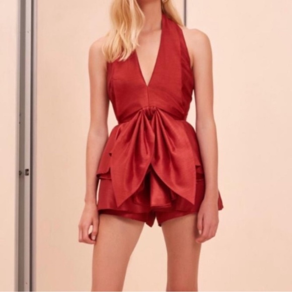 C/MEO Collective Red Methodical Playsuit ruffle halter festive Christmas event M - Picture 1 of 12